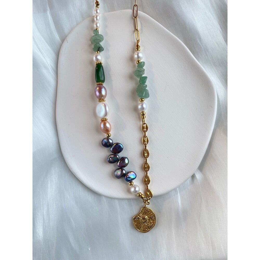 Fresh water pearl & jade long necklace - Picture 8 of 8